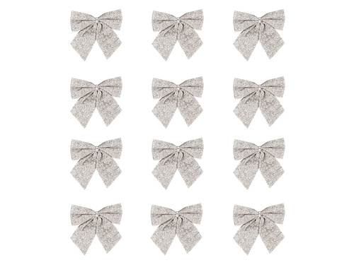 Kokardy srebrne brokatowe - 5 cm - 12 szt.