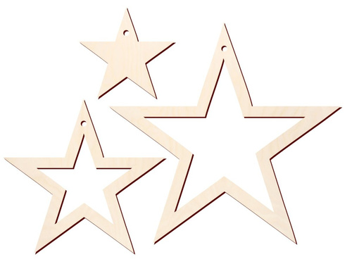 Zawieszki drewniane Gwiazdy - 3 szt.