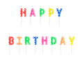 Świeczki pikery napis - kolorowy napis Happy Birthday