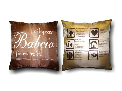 Poduszka dekoracyjna z napisem Najlepsza babcia firma roku