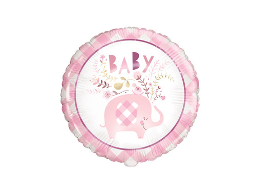Balon foliowy Słonik na roczek dziewczynki - 1 szt.