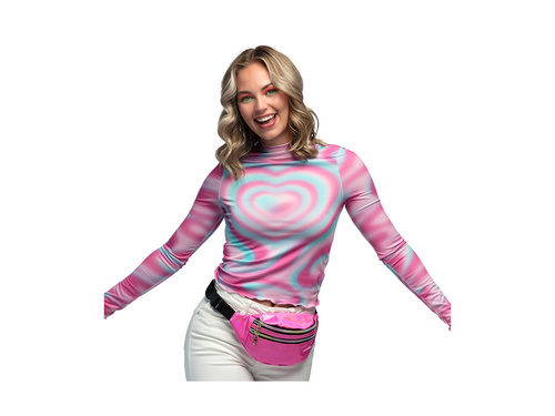 Saszetka biodrowa holograficzna różowa