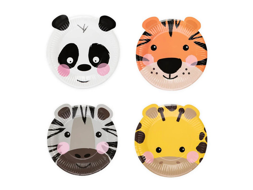 Zestaw kubeczki + serwetki + talerzyki papierowe Zwierzątka - 28 szt.