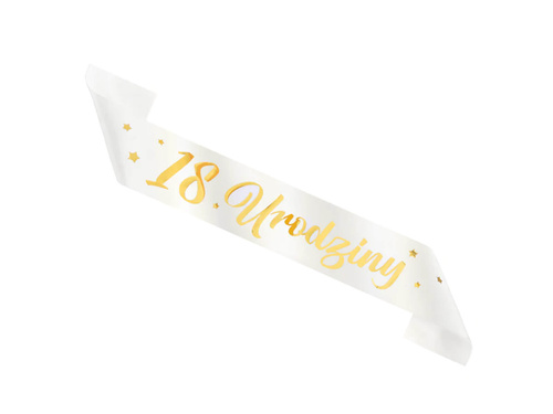 Szarfa urodzinowa 18 Urodziny biała - 1 szt.