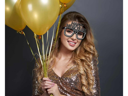 Okulary Happy New Year czarne - 1 szt.
