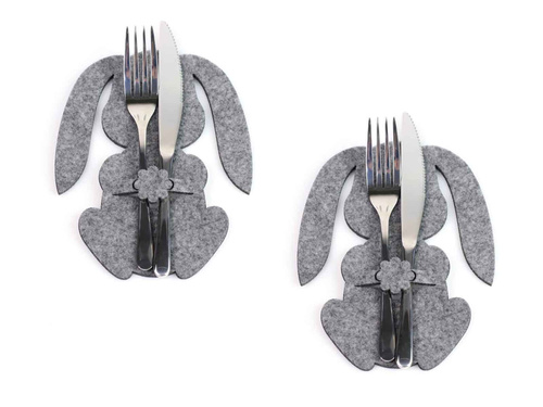 Etui na sztućce z filcu - Zajączek Wielkanocny - 2 szt.