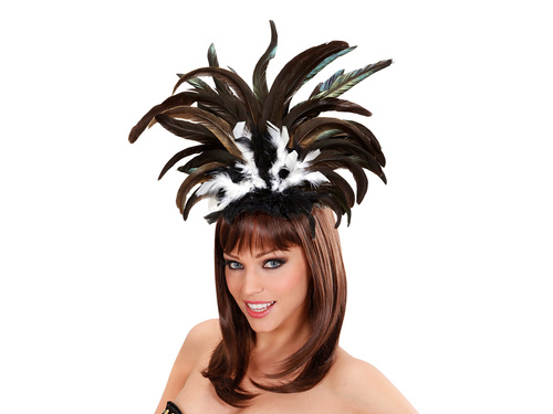 Opaska tancerki samby z piórami czarnymi i białymi - 1 szt.