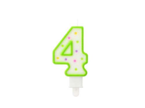 Świeczka cyferka czwórka 4 z kropeczkami - 1 szt.