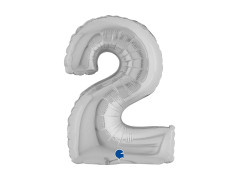 Balon foliowy cyfra 2 srebrny - 14" - 1 szt.
