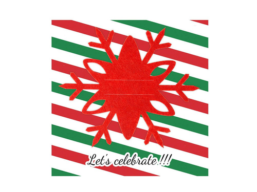 Etui na sztućce Śnieżynka czerwona - 6 szt.