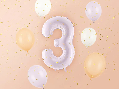 Balon foliowy fioletowy cyfra 3 - 72 cm - 1 szt.