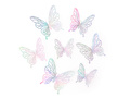 Naklejki motylki ażurowe holograficzne srebrne - 12 szt.