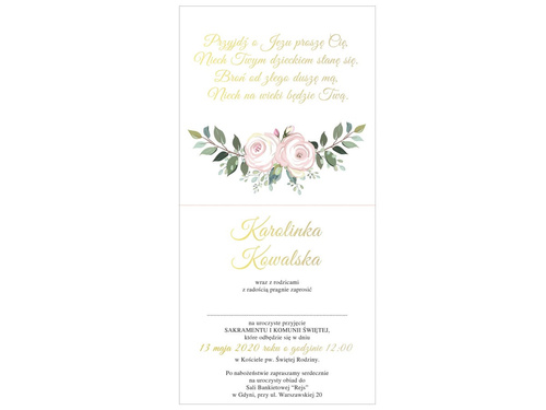 Zaproszenia personalizowane na I Komunię Świętą - 6 szt.