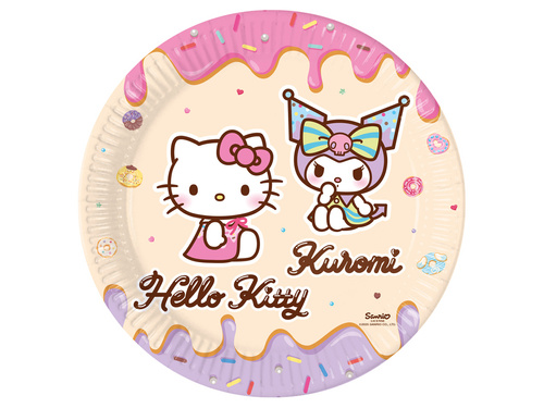 Talerzyki papierowe Hello Kitty & Kuromi - 23 cm - 8 szt.