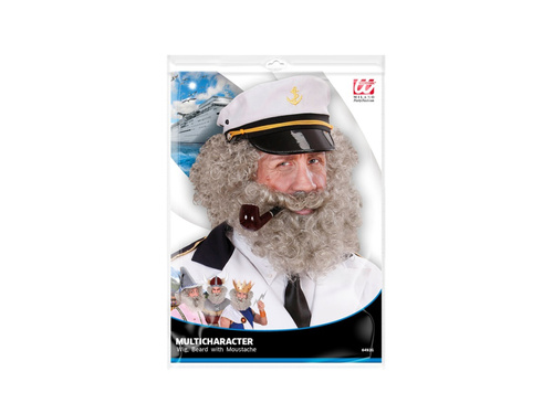Peruka kapitana z brodą, siwa