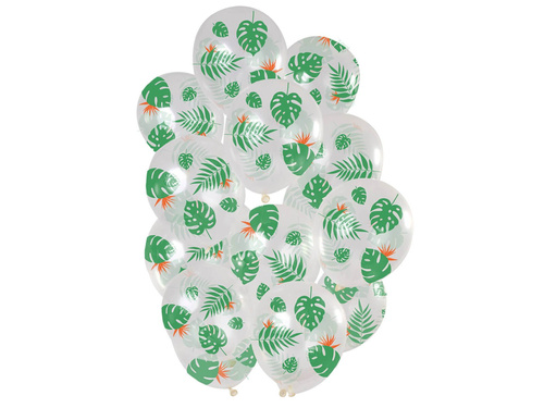 Balony przezroczyste Tropikalne Liście - 30 cm - 15 szt.