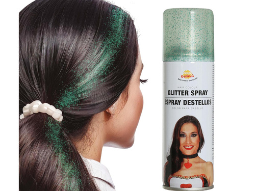 Zmywalny pastelowy spray do włosów 125 ml - brokatowy zielony