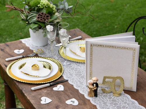 Dekoracja bieżnik koronkowy na stół - biały - 18 cm x 3 m - 1 szt.