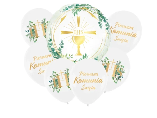 Zestaw balonów na Pierwszą Komunię Świętą - 7 szt.
