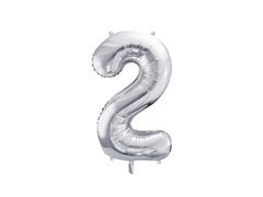 Balon foliowy cyfra 2 srebrna - 72 cm - 1 szt.