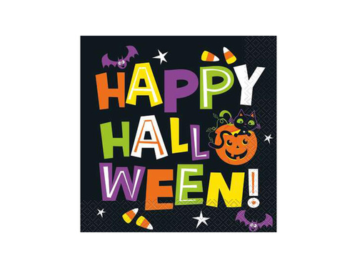 Serwetki Happy Halloween Kot i dynia - 33 cm - 16 szt.