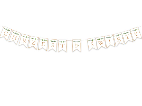 Baner flagi Chrzest Święty z zielonymi listkami - 3 m