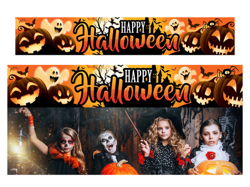 Baner materiałowy Happy Halloween - 290 cm x 50 cm - 1 szt.