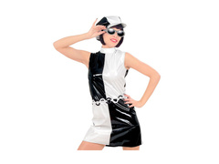 Strój 60s/70s Mod - sukienka, pasek i kapelusz