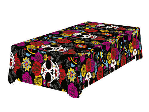 Obrus foliowy Meksykańska Czaszka na Halloween - 137 x 274 cm - 1 szt.