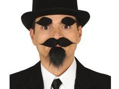 Czarny zarost z brwiami - 1 szt.