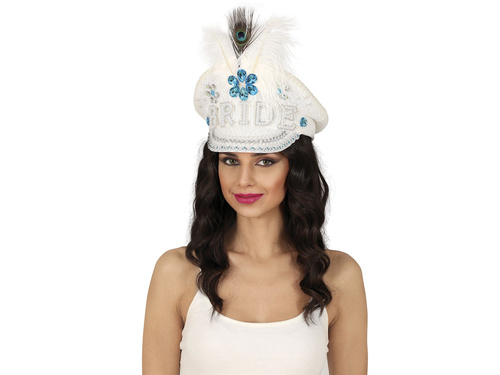 Czapka z kryształkami i piórami Bride - 1 szt.