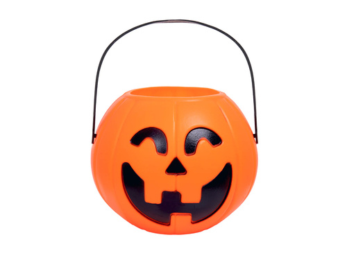 Wiaderko pomarańczowe Dynia na Halloween - 16 x 12 cm - 1 szt.