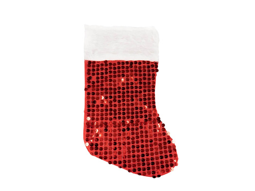 Skarpeta na prezenty czerwona z cekinami - 37 cm - 1 szt.