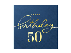 Serwetki na pięćdziesiąte urodziny granatowe - 33 cm - 10 szt.