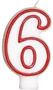 Świeczki cyferki z czerwoną obwódką - 60 - sześćdziesiątka - 2 szt.