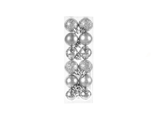 Mini bombki choinkowe srebrne - 2,5 cm - 12 szt.