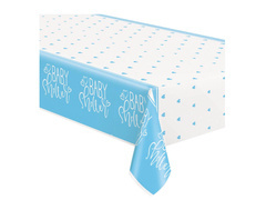 Obrus foliowy na baby shower niebieski - 137x213 cm - 1 szt.