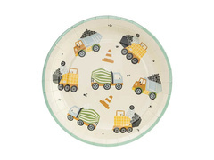 Talerzyki papierowe na urodziny Budowa - 18 cm - 6 szt.