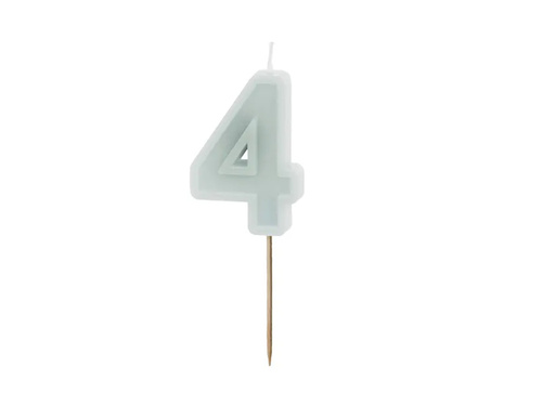 Świeczka cyferka cztery jasna mięta - 4 - 1 szt.