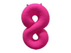 Balon foliowy cyfra 8 neonowy róż - 86 cm - 1 szt.