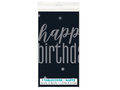 Obrus urodzinowy czarny Happy Birthday - 137 x 213 cm - 1 szt.