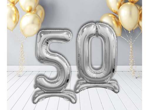 Zestaw balonów foliowych 50 srebrna - 74 cm