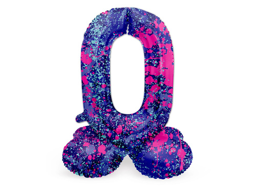 Balon foliowy stojący cyfra 0 Kleksy - 72 cm - 1 szt.