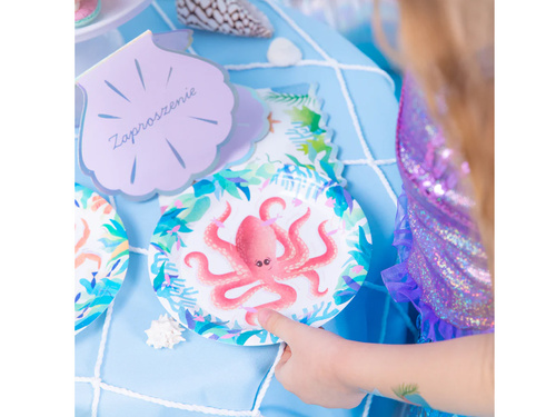 Talerzyki papierowe urodzinowe Ocean - 18 cm - 6 szt.