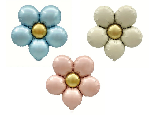 Balony foliowe Kwiaty błękitny różowy beżowy - 40 cm - 3 szt.
