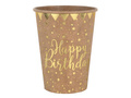 Kubeczki papierowe kraftowe Happy Birthday - 270 ml - 10 szt.