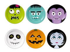 Talerzyki papierowe halloweenowe Monsters - 18 cm - 6 szt.