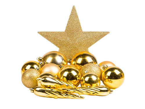 Dekoracje choinkowe złote - 32 szt.