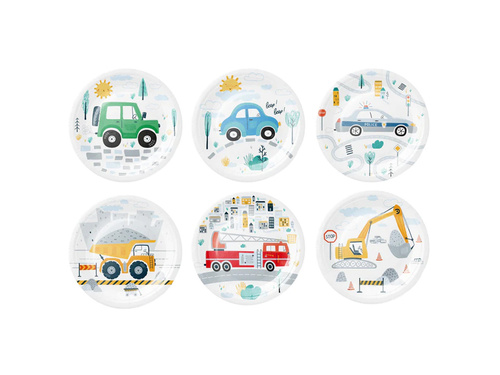 Zestaw kubeczki + talerzyki papierowe w Autka - 12 szt.