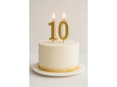 Świeczki cyferki złote - 10 - 2 szt.